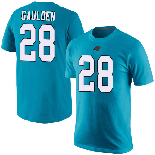 Carolina Panthers Men Blue Rashaan Gaulden Rush Pride Name and Number NFL Football #28 T Shirt->carolina panthers->NFL Jersey